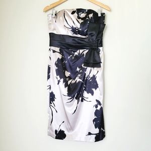 White House Black Market Satin Floral Formal Dress